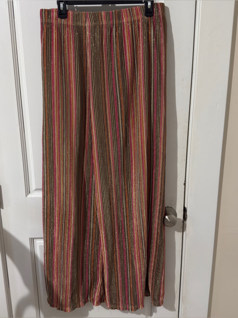 12TH TRIBE SPARKLY STRIPED WIDE LEG PANTS XL FESTIVAL GLAM